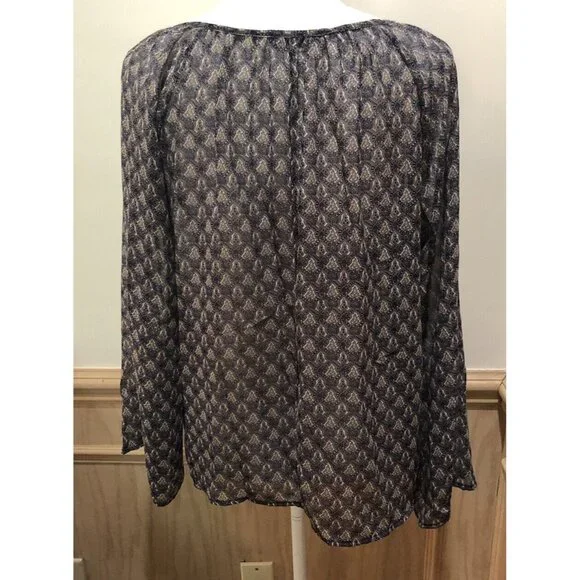 TCEC ~ Long Sleeve Blouse  ~ Size Small ~ Blue ~ Flare Sleeve ~ Shear - Picture 6 of 8